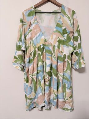 Girl and the Sun coral floral mini dress M